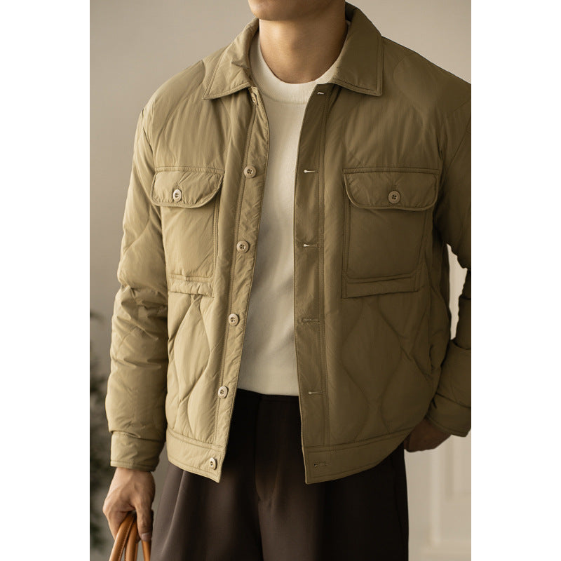 High Density Duck Down Seamless Lapel Down Jacket Men's Autumn And Winter New