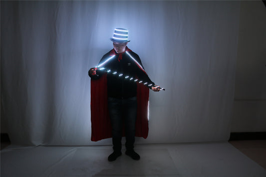 Glowing Led Hat Cloak Cosplay Jazz Dance Magic Crutches
