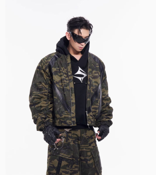 American Retro Quilted Camouflage Jacket Coat For Men