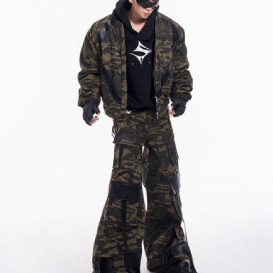 American Retro Quilted Camouflage Jacket Coat For Men